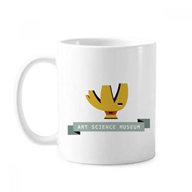 Imagem de Caneca clássica do Museu da Ciência de Arte Cingapura Caneca de cerâmica branca presente com alças 350 ml