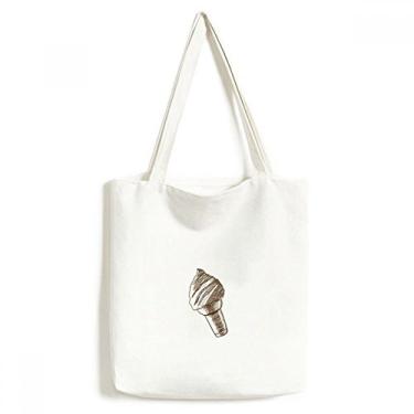 Imagem de Bolsa de lona marrom para esboçar cones sorvete bolsa de compras casual bolsa de mão