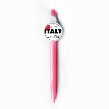 Imagem de I Love Italy Palavra Amor Coração Retangular Ponta Rollerball Caneta Azul Retrátil Escrever Papelaria