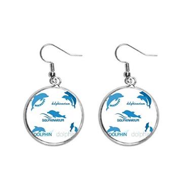 Imagem de Brinco de prata com pingente de orelha de biologia golfinho oceano azul joia feminina