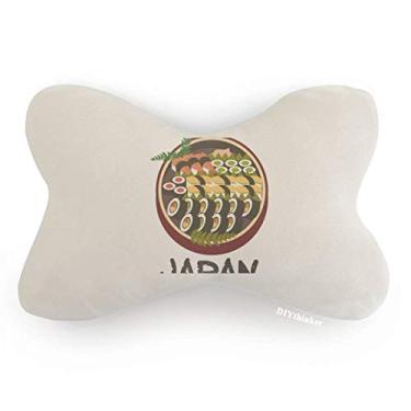 Imagem de DIYthinker Almofada tradicional japonesa saborosa com acabamento de sushi para carro, almofada para apoio de cabeça