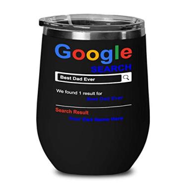 Imagem de Copo de vinho personalizado para papai – ideia de presente de dia dos pais – Copo de vidro engraçado 368 g – Presente para o papai, aniversário de aniversário – Presentes personalizados para o papai