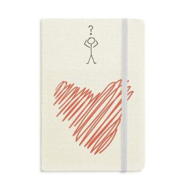 Imagem de Caderno de interrogação com desenho em linha vermelha de coração para dia dos namorados, diário clássico A5
