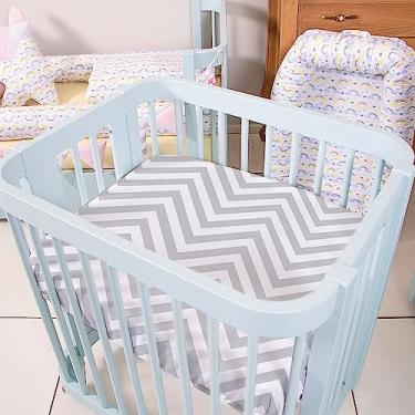 Imagem de Biramar Baby Lençol Para Mini Berço 1 Peça C/Elástico Chevron Cinza Cinza