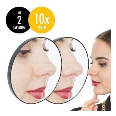 Imagem de Kit 2 Espelhos De Aumento Zoom 10X Maquiagem Com Ventosa - Mkb