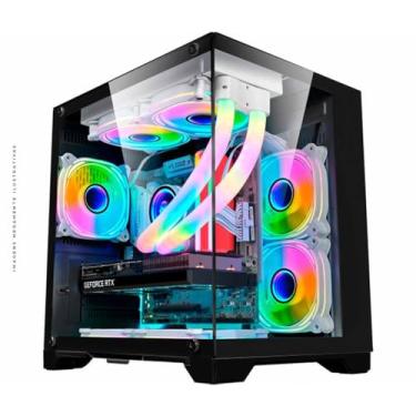 Imagem de Gabinete Gamer K-Mex Space Aqua CG-10KN - Mini Tower, USB 2.0x2+3.2, Aquário, Vidro Panorâmico
