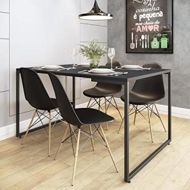 Imagem de Conjunto Mesa de Jantar Industrial com 4 Cadeiras Base Madeira Eames