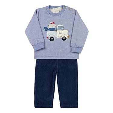 Imagem de Conjunto Bebê Moletom e Cotelê Ursinho no Caminhão - Azul P