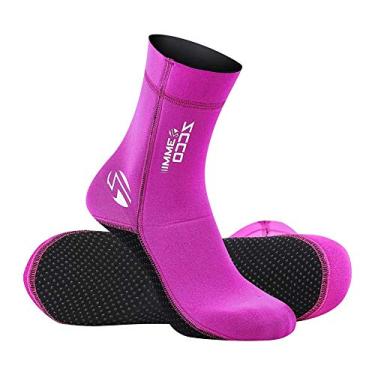 Imagem de Meias de neoprene mergulho meias mergulho roupa de mergulho botas de aleta para homens e mulheres, crianças, 3 mm 5 mm botas de surfe meias de praia térmicas flexíveis antiderrapante para Rafting snorkeling nadar wading Sailing (3 mm rosa, XXS)