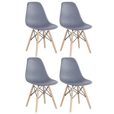 Imagem de Loft7, Kit 4 cadeiras Charles Eames Eiffel DSW com pés de madeira clara