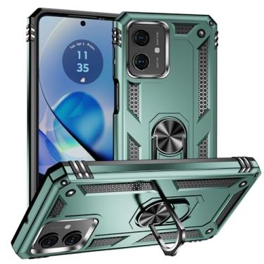 Imagem de Capa para Motorola Moto G54 6.5" Capinha com protetor tela de vidro temperado [2 Pack], Case telefone proteção militar com suporte para Moto G54 -verde