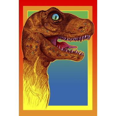 Imagem de Toland Home Garden Rockin Dinosaur 32,5 x 45,7 cm Bandeira de jardim com Dino Tiranossauro Rex