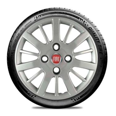 Imagem de Calota Carros Fiat Todos Aro 14 Prata Emblema Vermelho