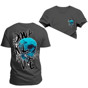 Imagem de Camiseta Plus Size Premium Estampada Algodão Kill Vibe Frente Costas Grafite G1