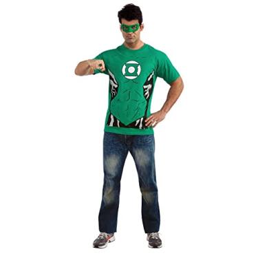 Imagem de DC Comics Camiseta masculina Lanterna Verde com máscara e anel, Verde, M