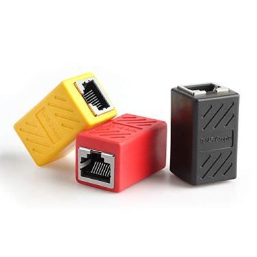 Imagem de PASOW Acoplador RJ45 acoplador em linha Cat7 Cat6 Cat5e adaptador extensor de cabo Ethernet fêmea para fêmea (pacote com 3)