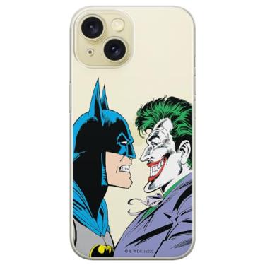 Imagem de ERT GROUP Capa de celular para iPhone 15 Plus original e oficialmente licenciada DC padrão Batman & Coringa 005 perfeitamente adaptada à forma do celular, parcialmente transparente