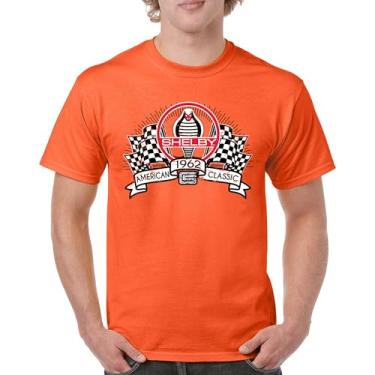 Imagem de Camiseta masculina Shelby American Classic Vintage Mustang Cobra Racing GT500 GT350 Muscle Car Powered by Ford 1962, Laranja, 3G