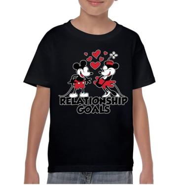 Imagem de Camiseta juvenil Steamboat Willie Relationship Goals Timeless Classic Vibe Retro Cartoon Iconic Vintage Mouse Kids, Preto, G