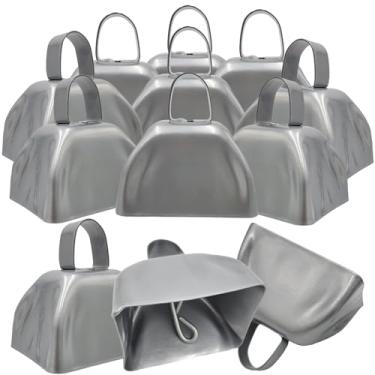 Imagem de Alarme de campainha de metal, ano novo, sala de aula, sinos de casamento, instrumentos musicais de percussão de sino, 7,6 cm (pacote com 12) (prata)