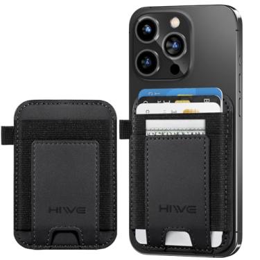 Imagem de HiWe Para carteira Magsafe, novo suporte de carteira magnética atualizado, carteira magnética de couro com ímã poderoso para iPhone 16/16 Pro/15/14/13/12, serve para 7 cartões, bloqueio RFID, preto