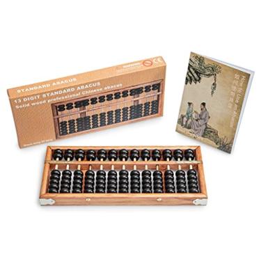 Imagem de Black long Di fang Digital Standard Abacus-28.5cm-Professional 13-Column Soroban Calculator (Functional and Educational Tool) Vintage-Style Chinese Wooden Abacus.