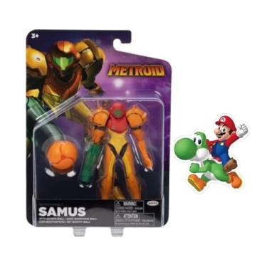 Imagem de SUPER MARIO World of Nintendo 2.5-inch & 4-inch Articulated Action Figure Collection + Bonus Sticker (Samus, 4 inch)