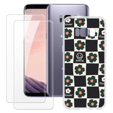 Imagem de MILEGOO Capa para Samsung Galaxy S8 + 2 peças protetoras de tela de vidro temperado, capa de TPU de silicone macio à prova de choque para Samsung Galaxy S8 (5,8 polegadas)