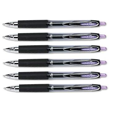 Imagem de Canetas de tinta de gel retrátil Signo 207 Uni-Ball, 0,7 mm, ponta média, 6 unidades, Roxa, Medium