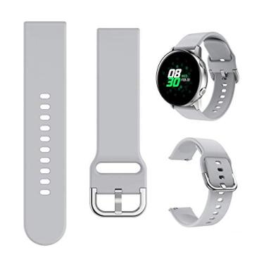 Imagem de Pulseira Minggo compatível com relógio Samsung Galaxy Active/Active2 40 mm/44 mm, pulseira de silicone esportiva de substituição compatível com relógio Galaxy 42 mm/Gear S2 Classic/Gear Sport Smart Watch, One Size, Cinza