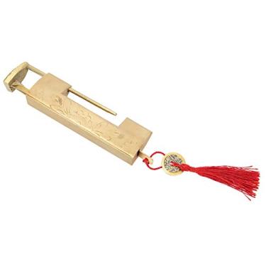 Imagem de Fechadura Antiga, 6.5cm, Fechadura Vintage, Estilo Chinês Antigo, Cadeado de Latão Esculpido Com Chave para Armário de Caixa de Joias, Fechaduras de Caixa de Correio