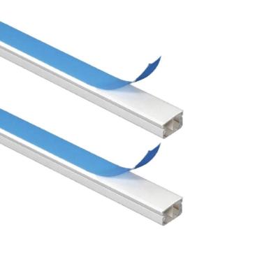 Imagem de Kit 2 Canaleta Branca 2 Divisórias Cabos Fita Dupla Face 1M