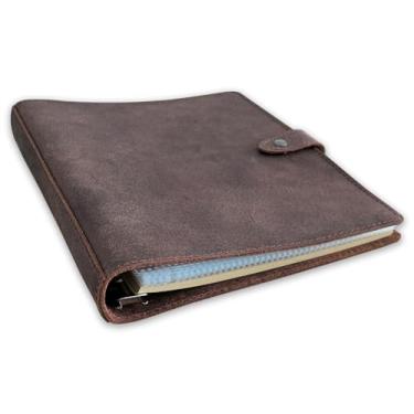 Imagem de Álbum de fotos de couro genuíno 10 x 15 cm, 120 bolsos com 30 folhas de papel de escrita, fichário de 6 anéis, fecho de pressão