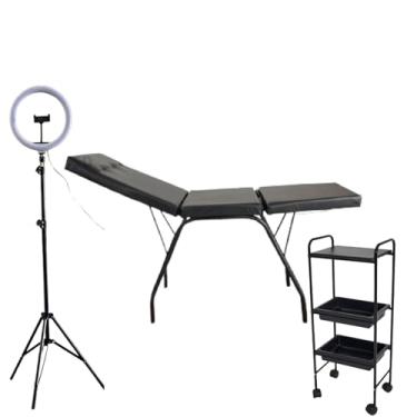 Imagem de HENVIFER, Kit Preto Maca 3 Posições + Carrinho Estética + Ring Light