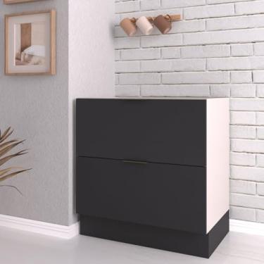 Imagem de Balcão 2 Gavetões com Gaveta Auxiliar sem Tampo com Rodapé Puxador 150mm Ipanema CabeCasa MadeiraMadeira Grafite Trama/Branco