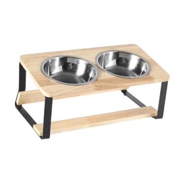 Imagem de Generic Tigelas elevadas para animais de estimação para gatos, cães pequenos, suporte de bambu, tigelas elevadas para cães pequenos, tigelas para comida de, Tigela de aço inoxidável