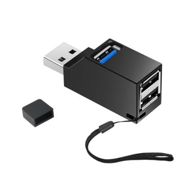 Imagem de Hub USB, 3 portas de alta velocidade USB 3.0 divisor Plug and Play alimentado por barramento para MacBook, Mac Pro/Mini, iMac, Surface Pro, XPS, notebook, pen drives USB, HDD móvel e mais (PRETO1)
