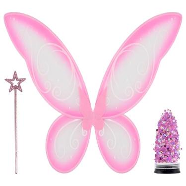Imagem de Funcredible Pink Fairy Wings, Wand & Glitter - Fairy Costume Accessories for Women & Girls - Cosplay
