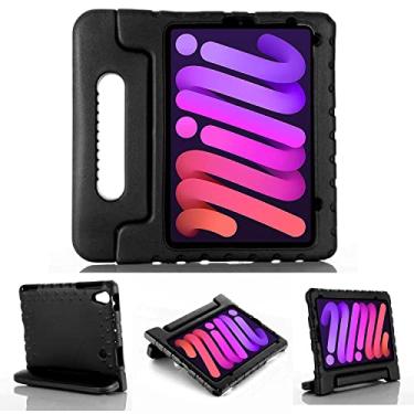 Imagem de UUcovers Capa infantil para iPad Mini 6 versão 2021 8,3 polegadas, capa para iPad Mini 6ª geração com alça rotativa/suporte, fina, leve, macia de EVA à prova de choque, capa para iPad Mini 6, preta