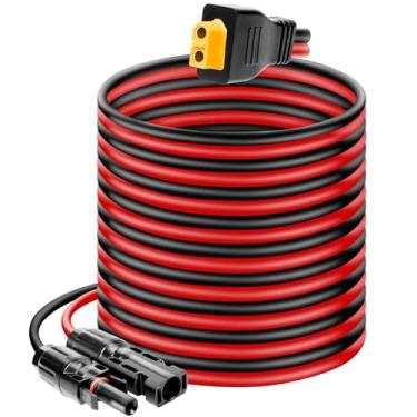 Imagem de Ansoufien Conector de painel solar para cabo conector XT60, cabo de extensão de carga solar 10AWG para XT60 XT60 (plugue fêmea) para painel solar dobrável RV, estação de energia portátil, gerador