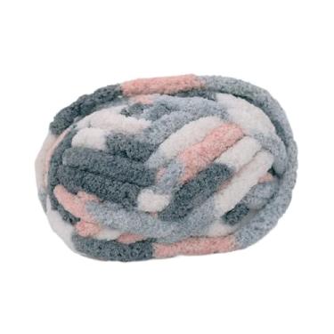 Imagem de YIJU Fio grosso e grosso Fio volumoso Fios de enchimento de verão Fio macio Fio jumbo para manta de malha de macramê, Cinza Branco Rosa