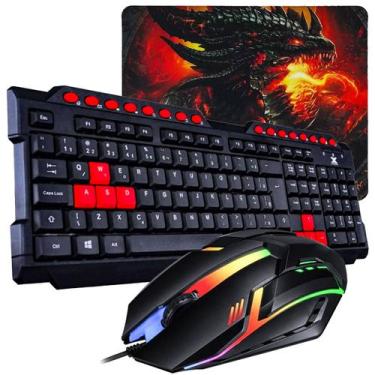 Imagem de Kit periféricos Gamer Teclado Com Teclas Vermelhas + Mouse Gamer Led 7