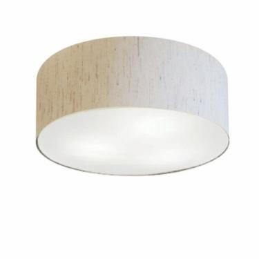 Imagem de Plafon Cilíndrico Md-3014 Cúpula em Tecido 50x15cm Linho Bege - Bivolt