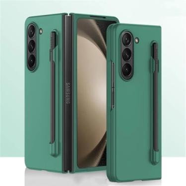 Imagem de Capa Feel Slim para Samsung Galaxy Z Fold 6 Fold 5 com suporte para caneta Stylus Capa dura de proteção plástica dobrável, verde escuro (sem filme), para Samsung Z Fold 6