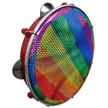 Imagem de Pandeiro 10 Polegadas Pele Holografica Vip LGBTQIA+, vermelho