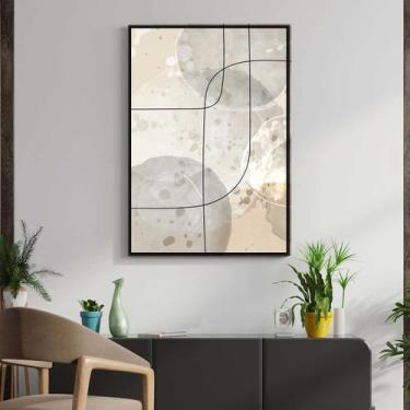 Imagem de Quadro com Moldura Decorativo Para Sala Quarto Hall Minimalista Bege -