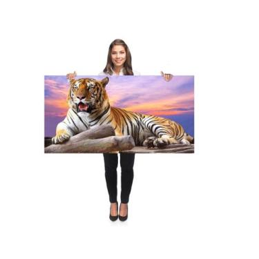 Imagem de Quadro Decorativo Grande Sala 100x50 Tigre Paisagem Quadro para Quarto