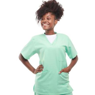 Imagem de Conjunto Hospitalar Scrub Pijama Feminino Acinturado - CARMONI, Verde,