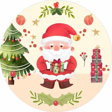 Imagem de Painel de Lona Redondo Natal Cute Papai Noel Presentes - Fabrika de Fe