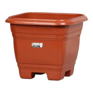 Imagem de Kit 2 Vaso de Planta Quadrado  22 x 22 cm Richioto marrom - PLASTICOS 